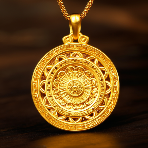 八宝罗盘黄金吊坠图片